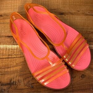 Crocs Isabella Jelly Flats Orange and Pink size 9